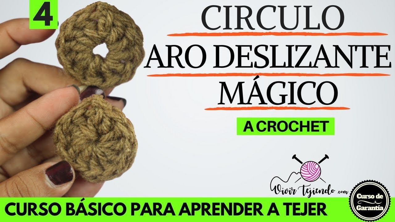 Aprendiendo a tejer un circulo y aro deslizante | Curso de Crochet para principiantes | clase 4