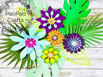 Arreglo floral tropical | Flores de papel | Moldes GRATIS | How to make tropical flowers arrangement