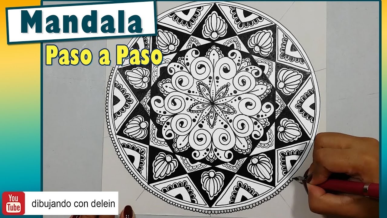 Como Dibujar un mandala paso a paso, Mandala estrella de 10 puntas, Mandala #20