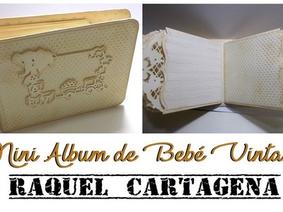 DIY TUTORIAL mini álbum bebé vintage sin papel decorado scrapbooking