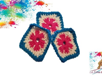 Mini cuadrado flor a ganchillo, granny square flor a crochet
