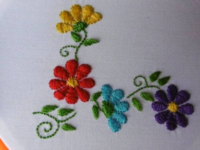 Satin Stitch Flowers | Hand embroidery |Artesd'Olga