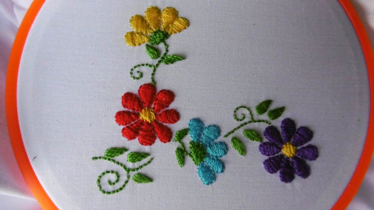 Satin Stitch Flowers | Hand embroidery |Artesd'Olga