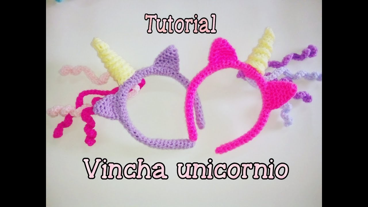 Vincha, diadema o tiara de unicornio a crochet 1.2