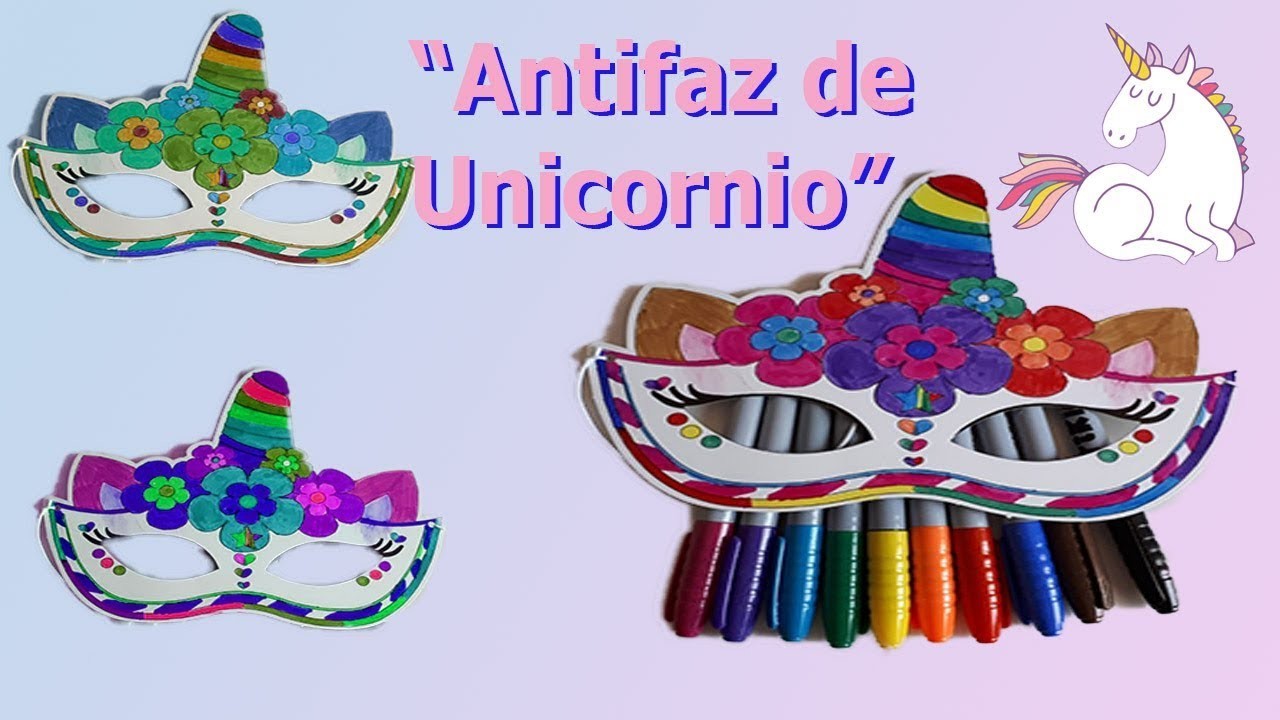 Antifaz de Unicornio para fiestas infantiles ???? #DIY "PLANTILLA DESCARGABLE"