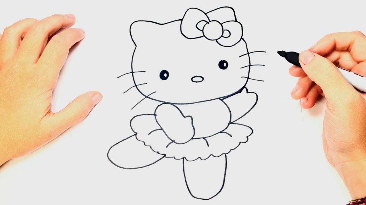Como dibujar a Hello Kitty Bailando | Dibujo facil de Hello Kitty
