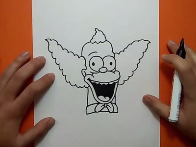 Como dibujar a Krusty paso a paso - Los Simpsons | How to draw Krusty - The Simpsons