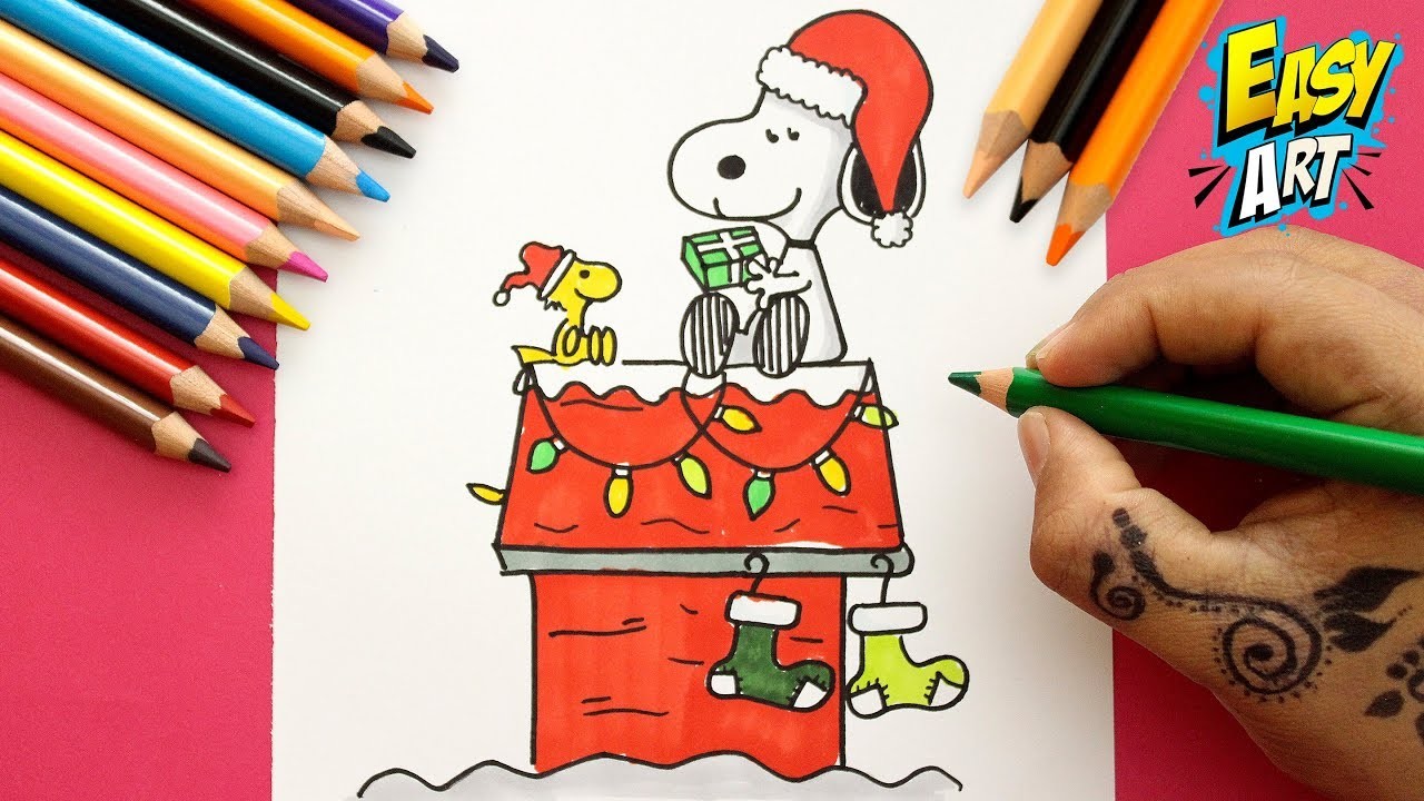 Cómo Dibujar a Snoopy Navidad - How to Draw Snoopy - Dibujos Faciles - Easy Art