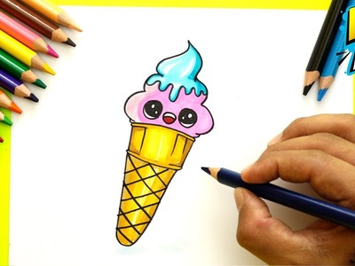 Como Dibujar un Helado Kawaii CUTE - How to Draw Ice Cream   dibujos Faciles - Easy Art