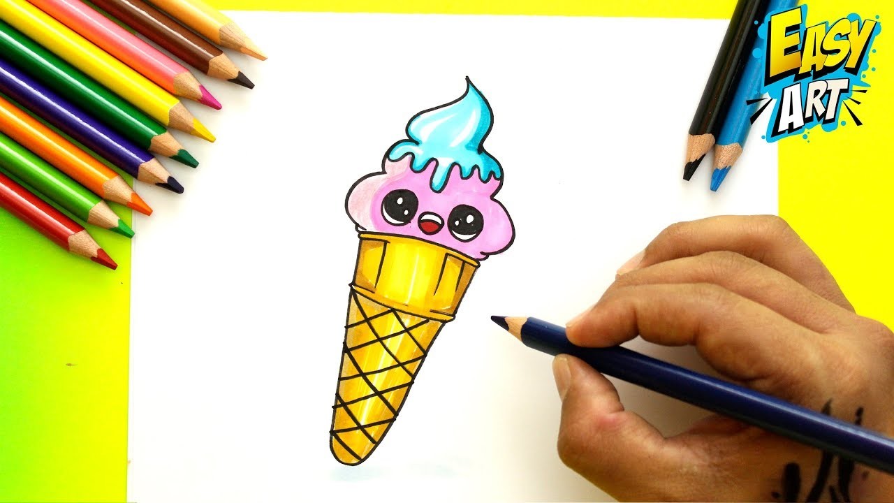 Como Dibujar un Helado Kawaii CUTE - How to Draw Ice Cream   dibujos Faciles - Easy Art