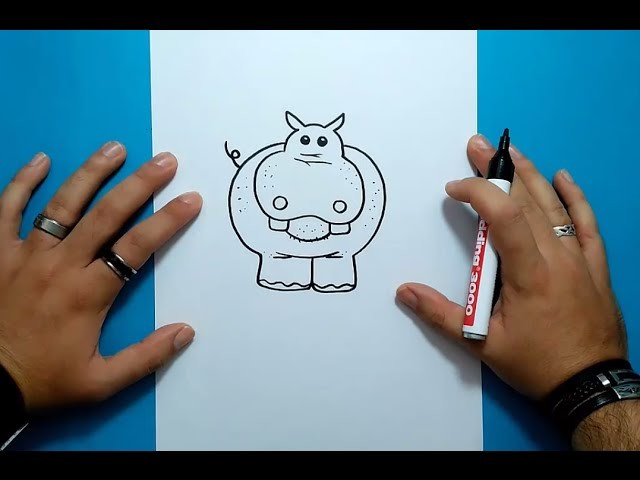 Como dibujar un hipopotamo paso a paso 2 | How to draw a hippopotamus 2