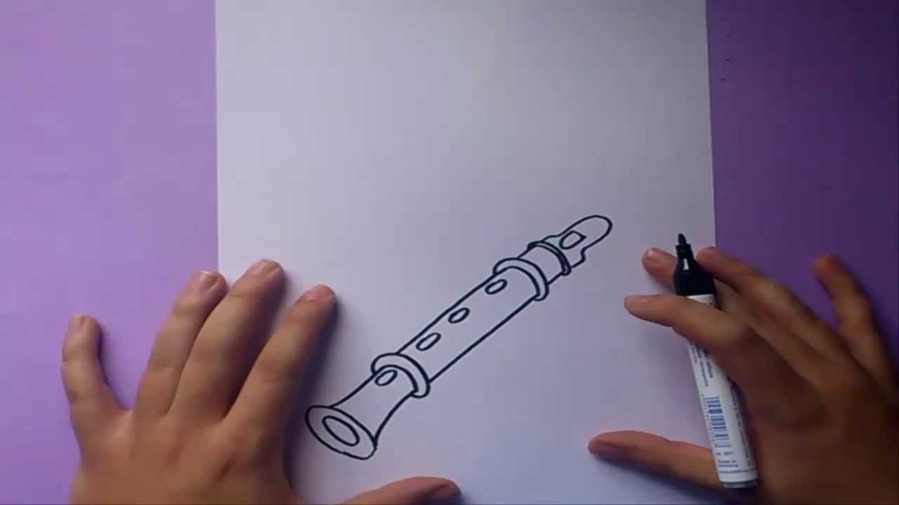 Como dibujar una flauta paso a paso | How to draw a flute