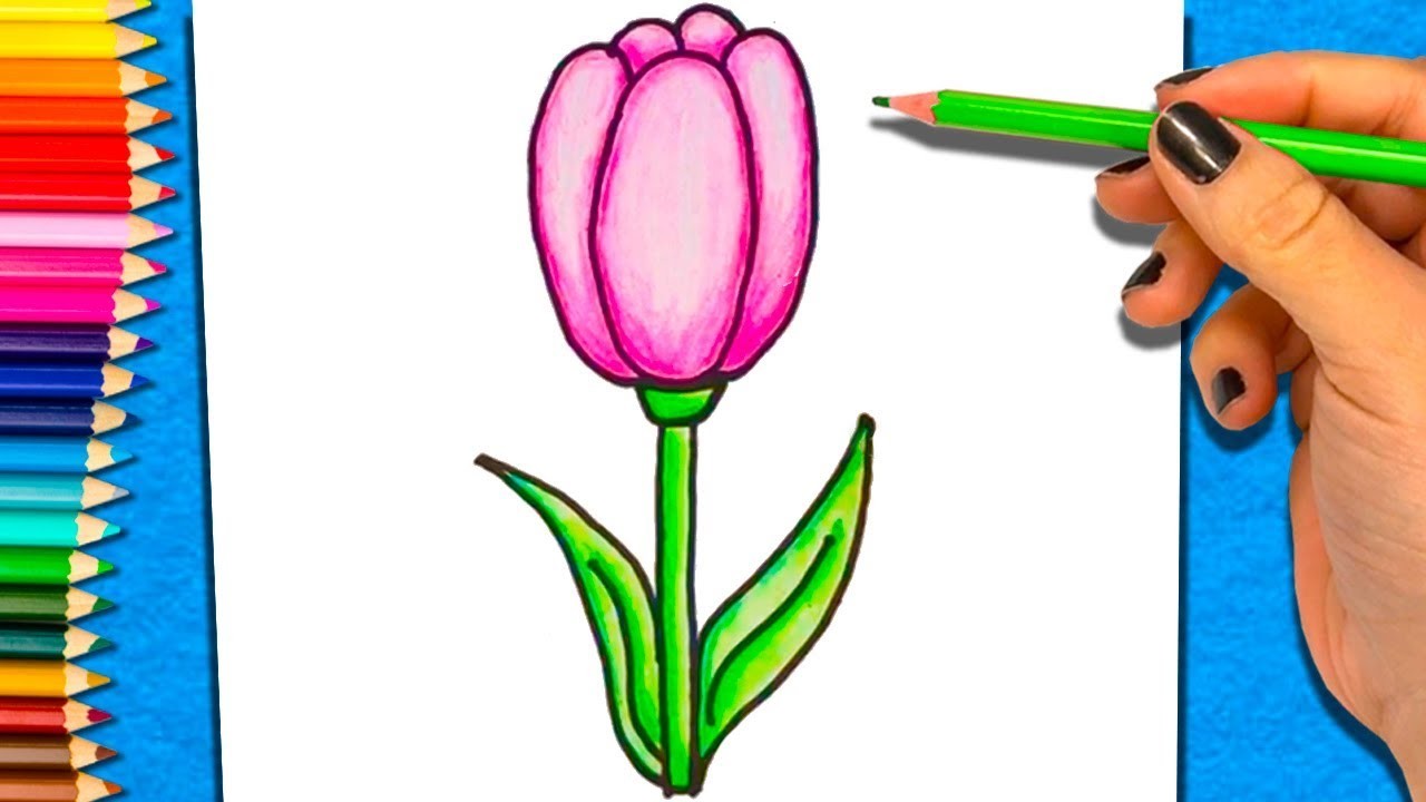 Como Dibujar Y Colorear una Flor | Dibujo de Flor para Colorear