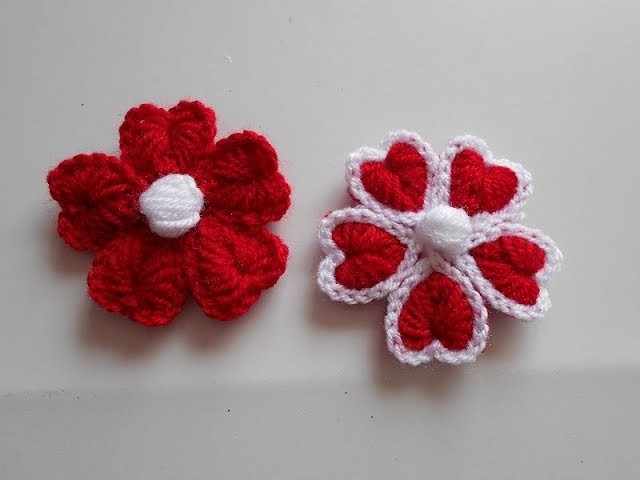 Como hacer flor a crochet para san valentin. how to make crochet flower