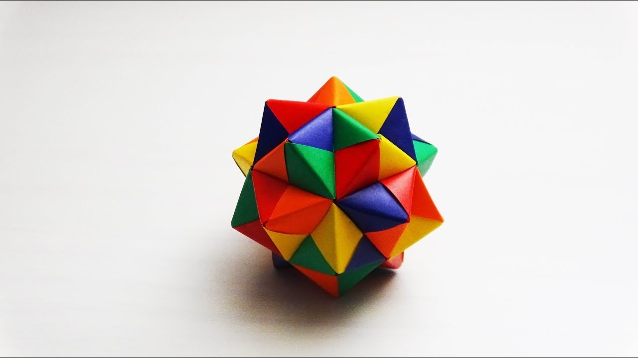 Como hacer un icosaedro estrellado de origami !. Origami Modular 2018  ( Dificultad ★★★☆☆)