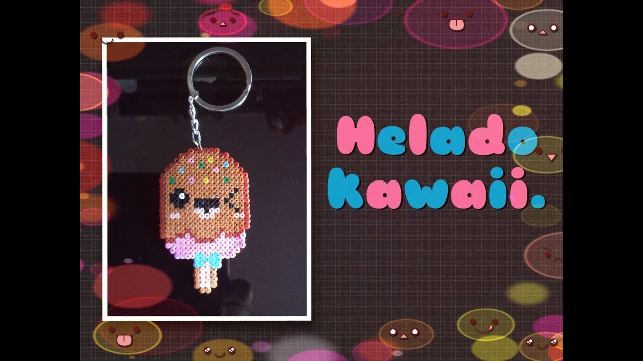Como hacer un llavero de un helado kawaii con hama beads mini | Hama beads.