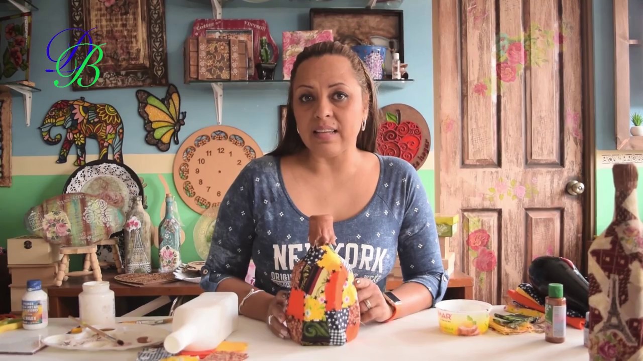 Decoupage con tela tipo patchwork