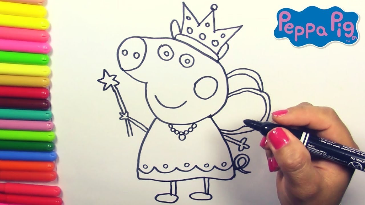 Dibuja y Colorea Peppa Pig de Arco Iris - Dibujos Para Niños - Learn Colors. FunKeep