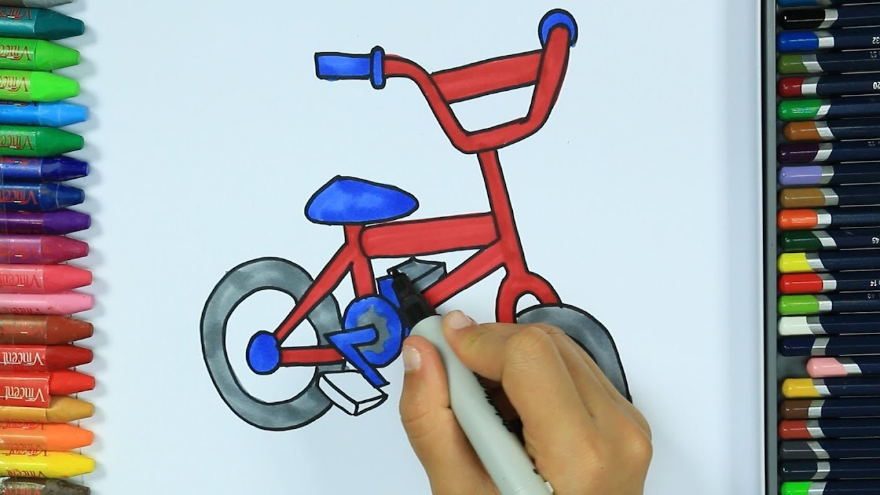Dibujos para dibujar ????| Dibujos para pintar y colorear | Cómo dibujar bicicleta | Family friendly