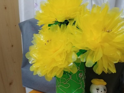 Flores Amarillas de bolsas de plástico |Yellow flowers made of plastic bags| 비닐 봉지로 만든 예쁜 노란색 꽃