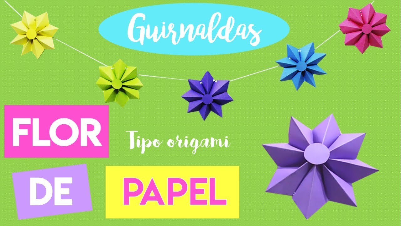 Guirnaldas de flores de papel tipo origami para decorar tus fiestas ????????  | Partypop DIY????|