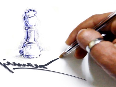 How to draw a CHESS KING PIECE #Ballpoint | Sketch - Boli bic BOCETO
