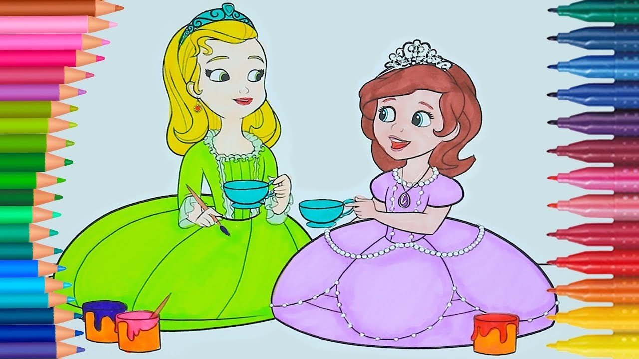 Princesas de pintar - Fiesta del té | Dibujos Para Niños | Learn Colors