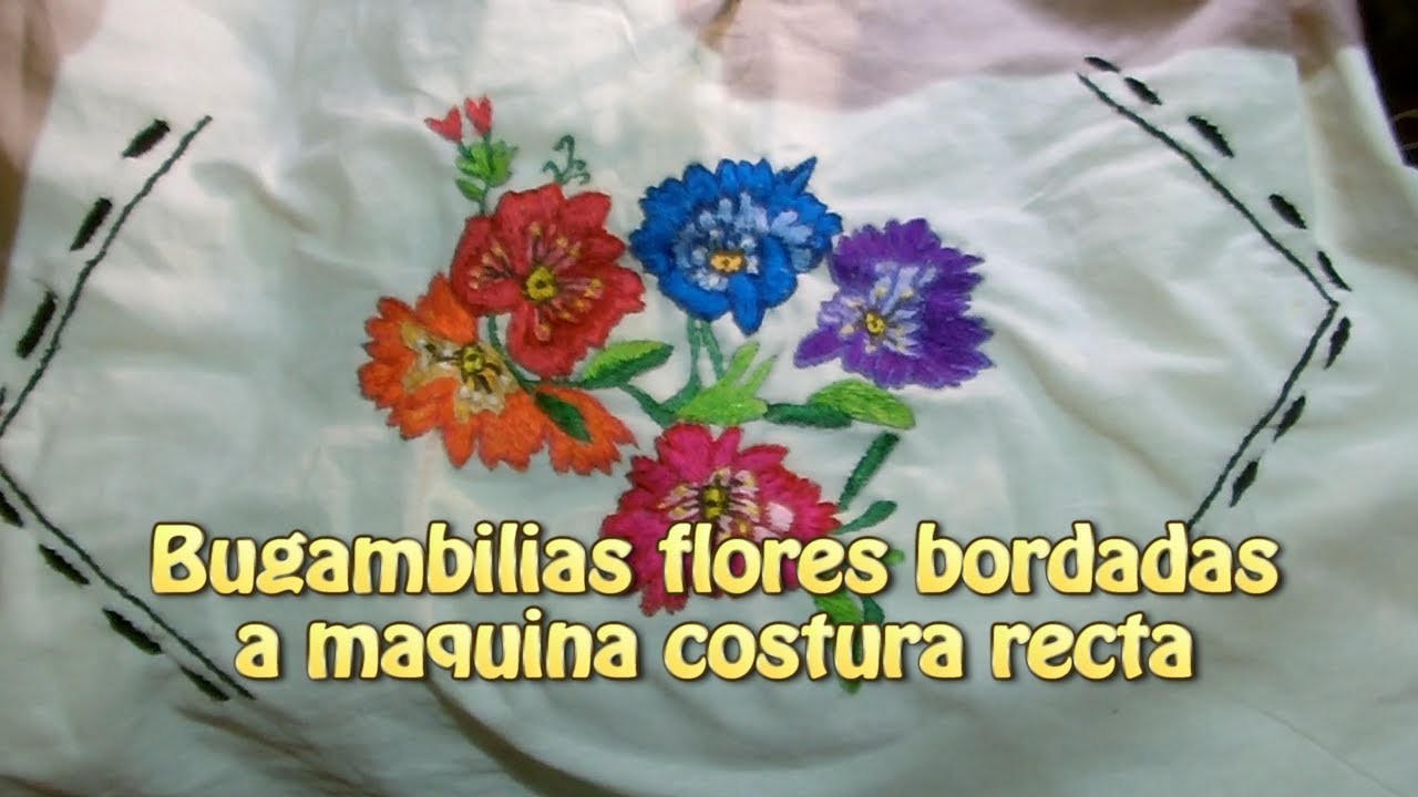 Bugambilias flores bordadas en maquina costura recta |Creaciones y manualidades angeles