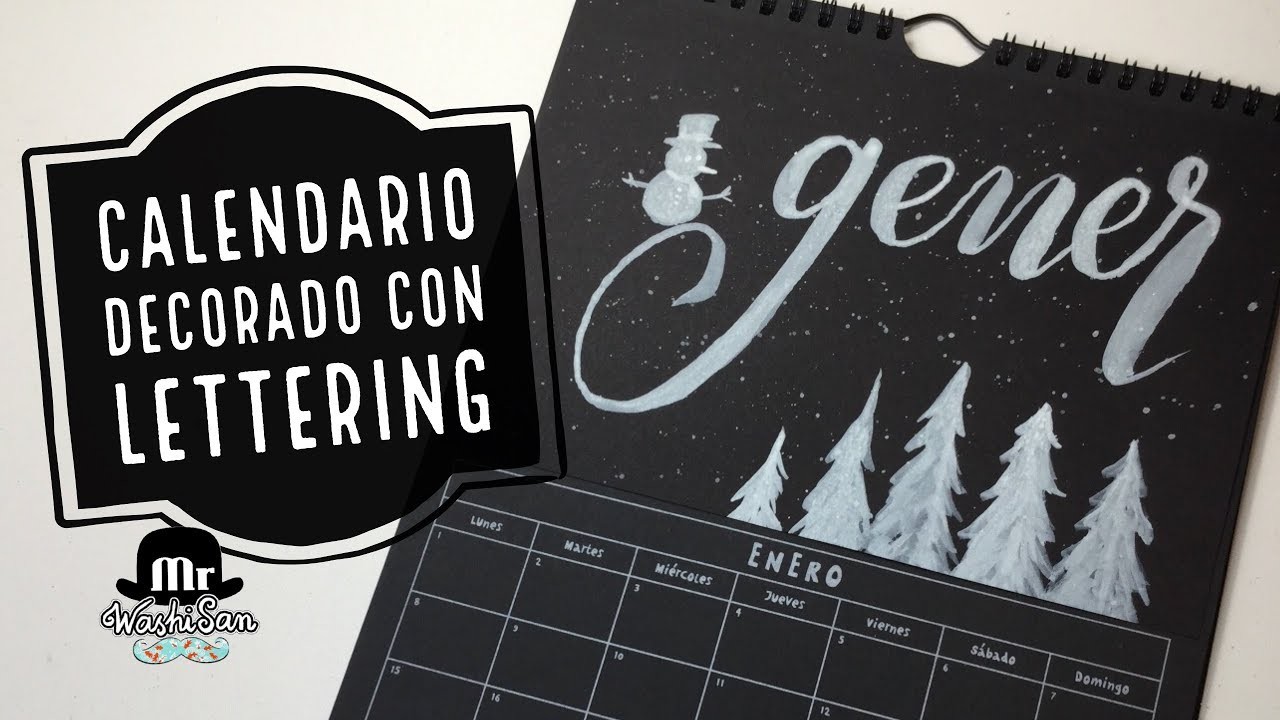 Calendario decorado con lettering gener - enero