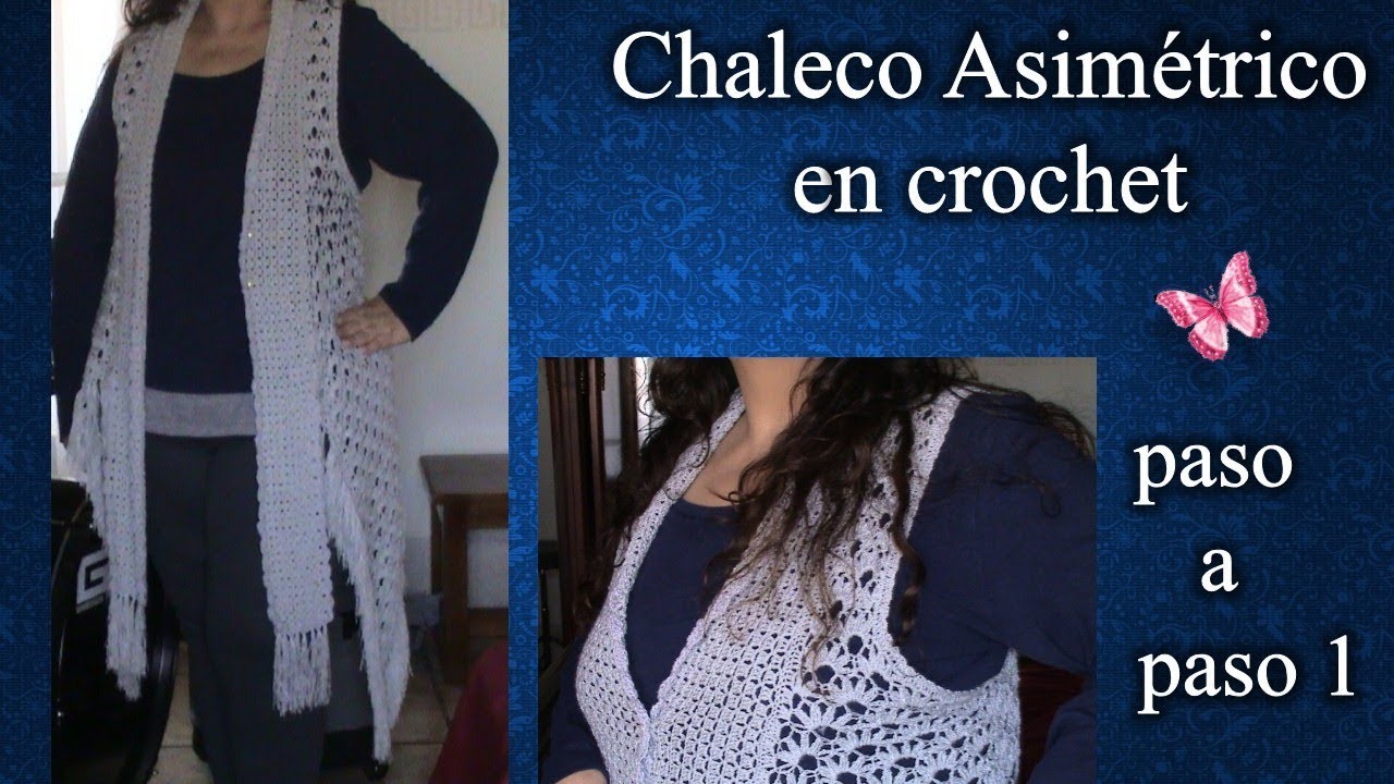 CHALECO ASIMETRICO  2XL en crochet PASO A PASO 1de 3
