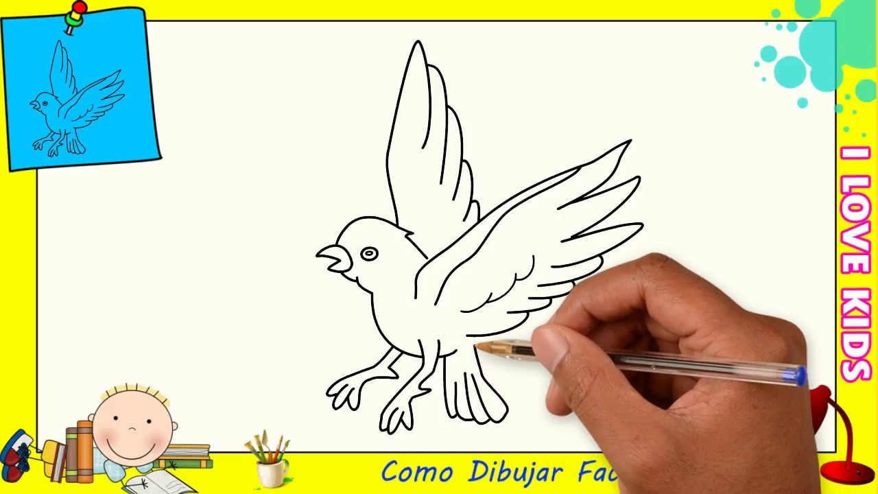 Como dibujar un pajaro FACIL paso a paso para niños y principiantes 3