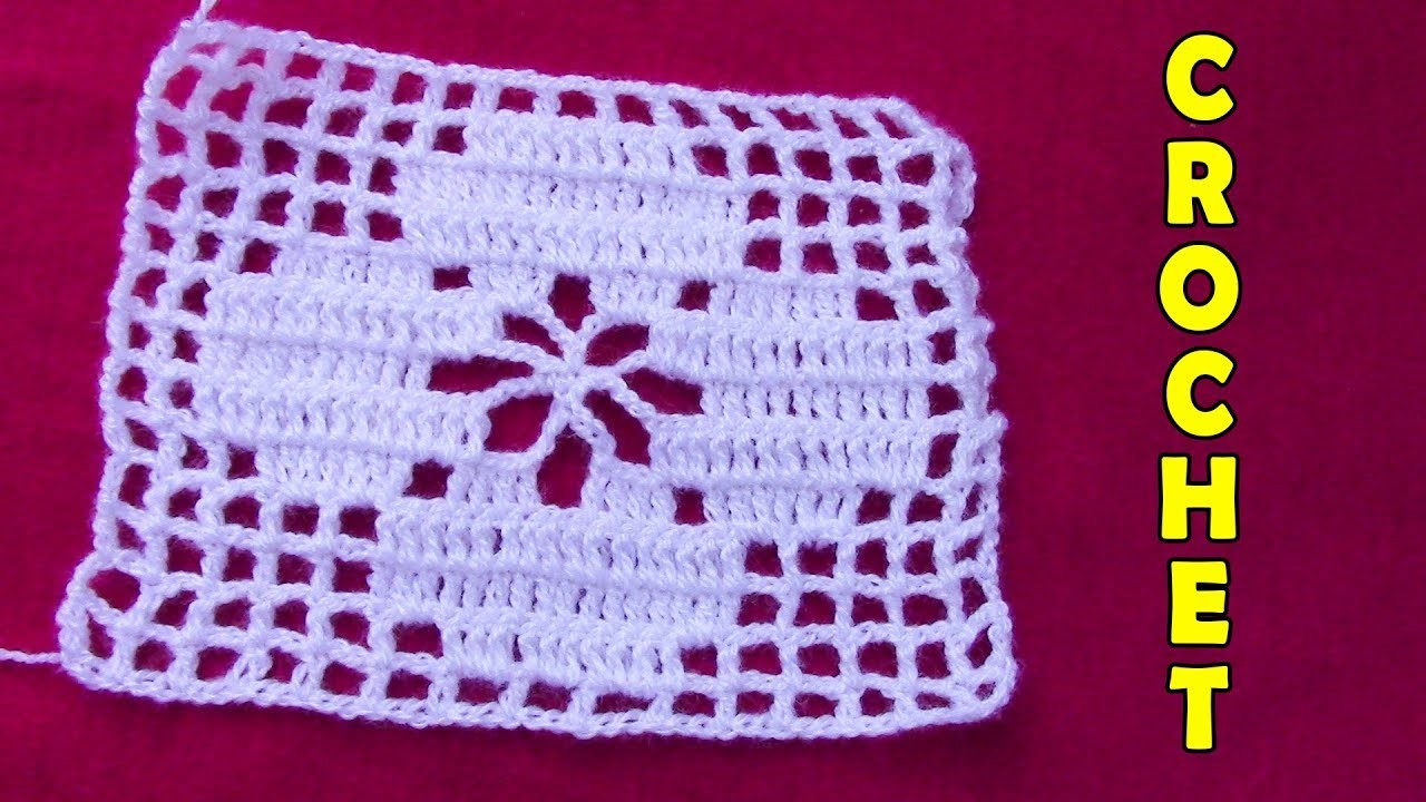Cuadrado o muestra a crochet para colchas, manteles, cojines, centros de mesa y blusas