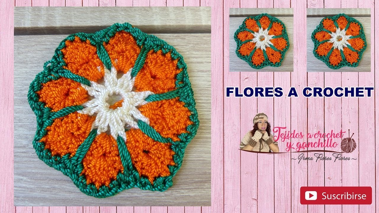 FLORES A CROCHET.  PUEDE SER USADO PARA DIVERSOS TEJIDOS PASO A PASO