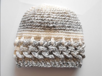 Gorro a crochet tutorial para zurdos. con argollas en trenzas en 3D. crochet cap