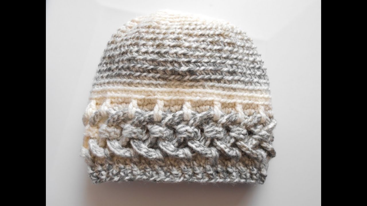 Gorro a crochet tutorial para zurdos. con argollas en trenzas en 3D. crochet cap