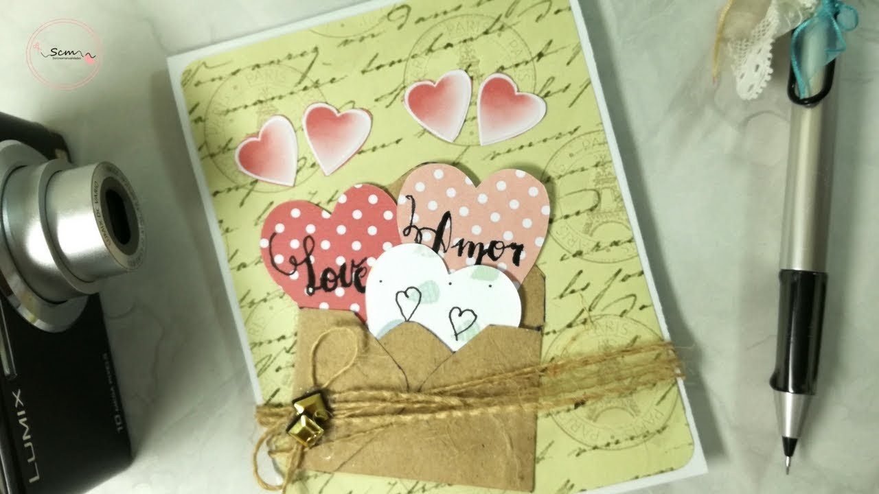 Manualidades Scrap: Cómo hacer tarjeta para enamorados fácil DIY