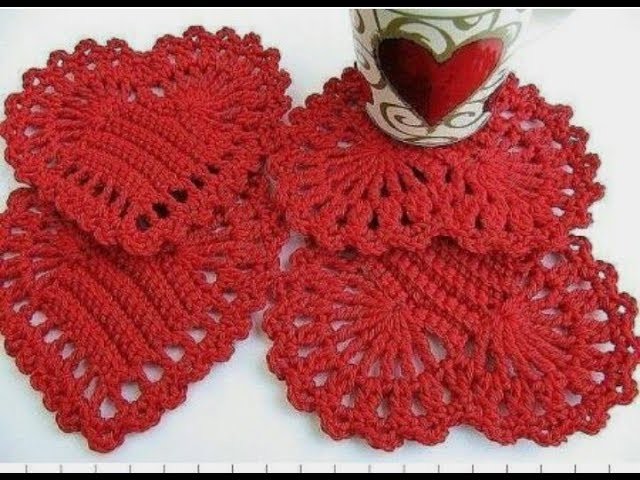 Posavasos corazón tejido en gancho o crochet