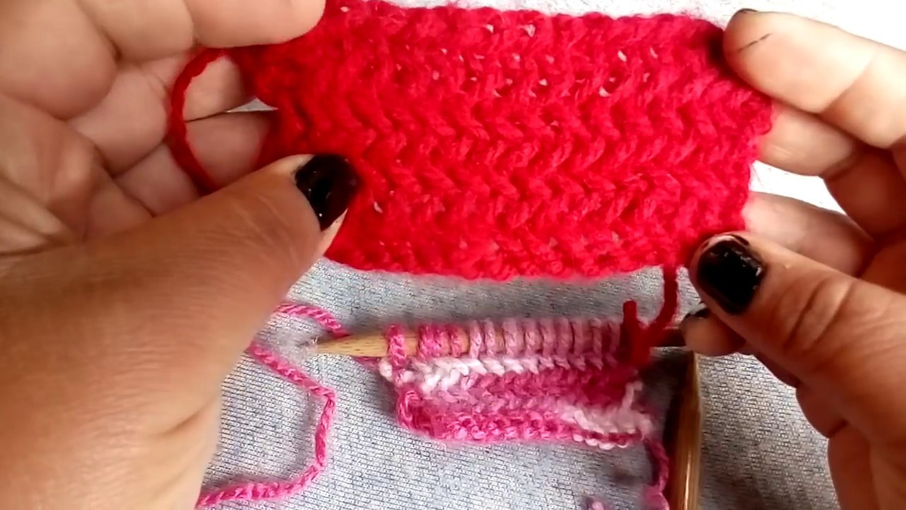 Puntada de espiga técnica 2 agujas