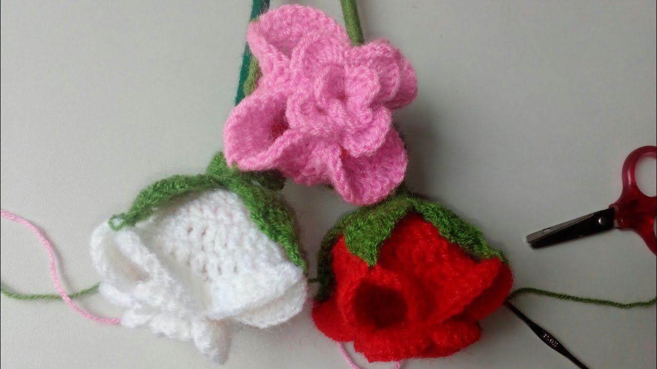 Rosas en capullo tipo Tulipán a crochet