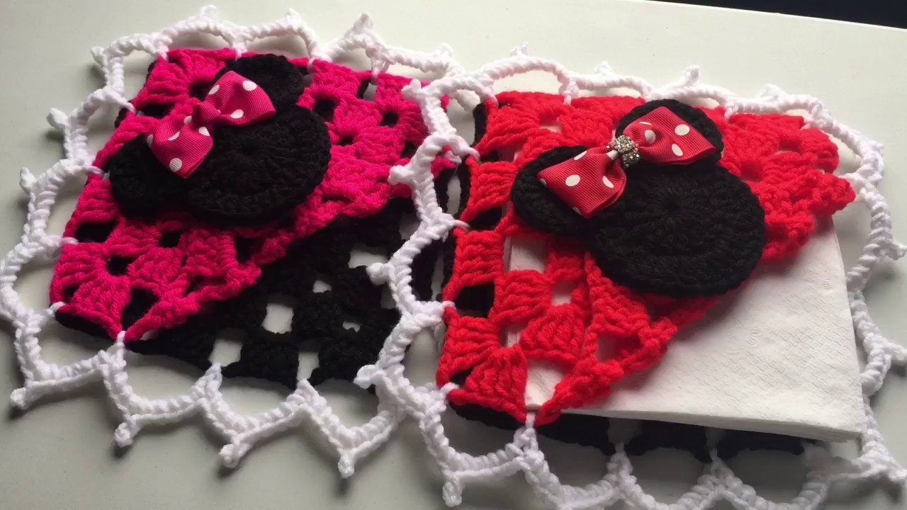 Servilletero De Minnie Mouse Tejido A Crochet
