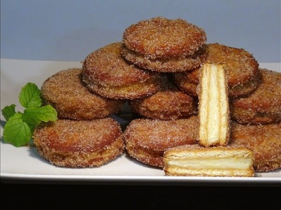 Receta Galletas fritas rellenas de crema pastelera a la vainilla - Recetas de cocina