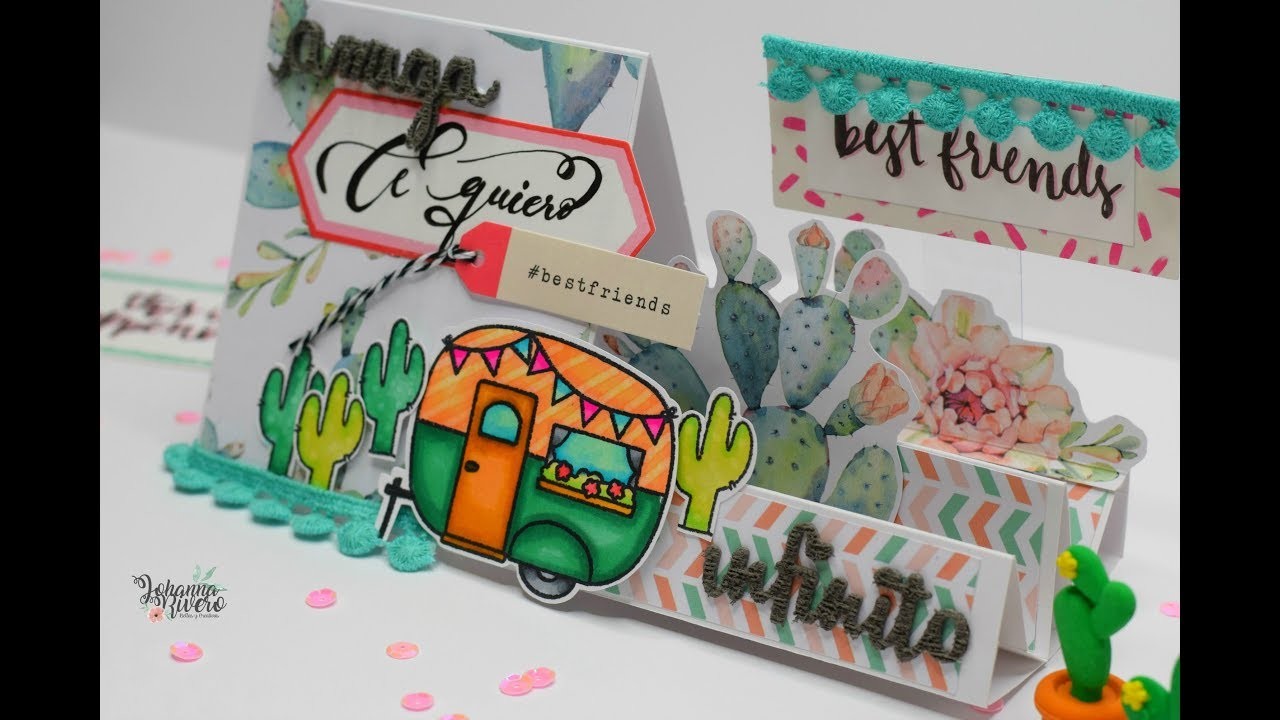 Tarjeta utilizando 3 técnicas: estructuras, lettering y pintura con rotuladores