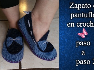 ZAPATOS O PANTUFLA en crochet PASO A PASO 2 de 2