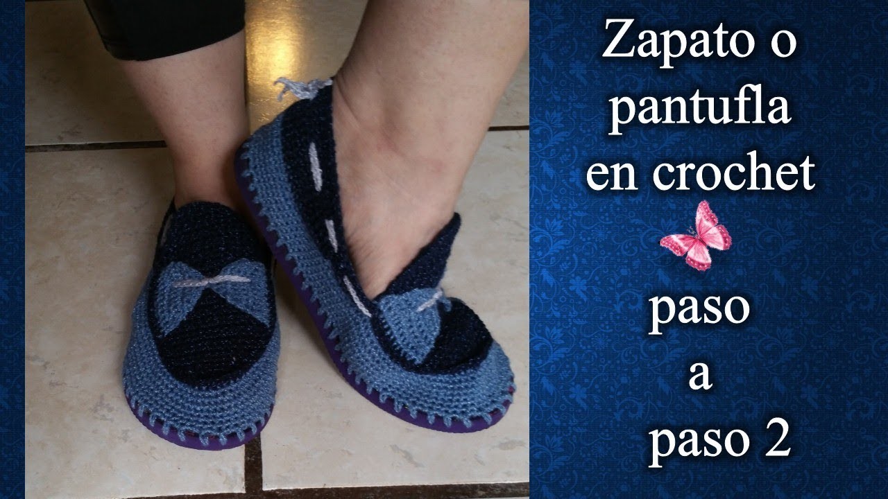 ZAPATOS O PANTUFLA en crochet PASO A PASO 2 de 2