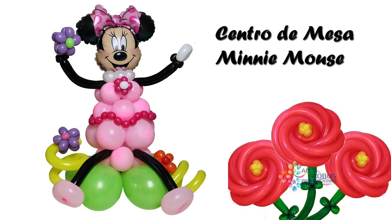Centro de Mesa Minnie Mouse en Globos. Curso de Globos