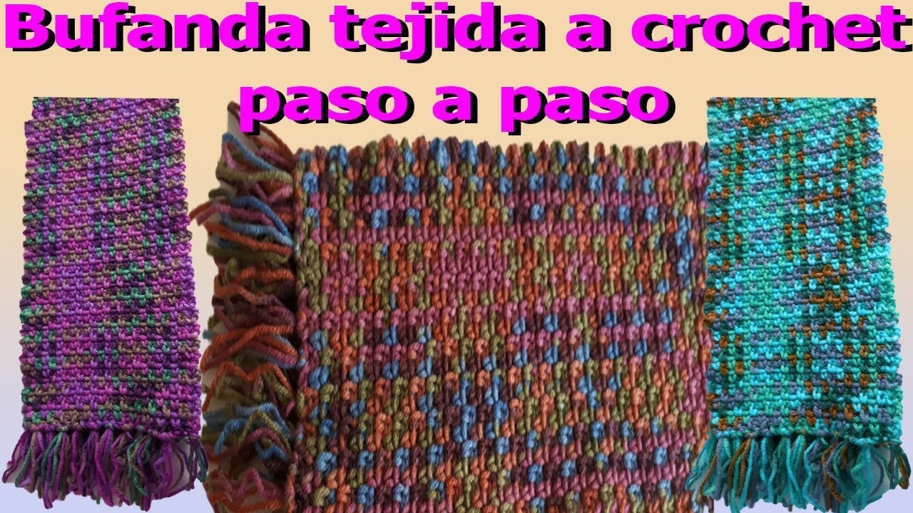 Como hacer Bufanda a crochet o ganchillo paso a paso. how to make crochet scarf - hobby time