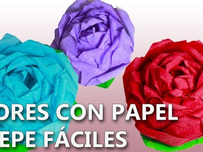 COMO HACER FLORES DE PAPEL CREPE FÁCILES Y BONITAS | Paso a paso