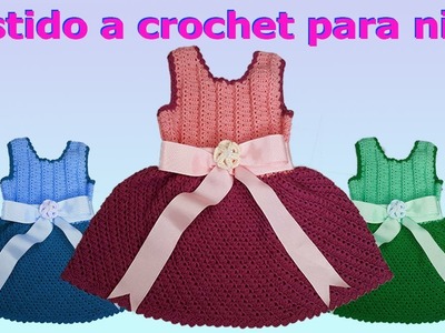 Como hacer Vestido de niña talla 4 a 6 años a crochet o ganchillo  - how to make crochet dress