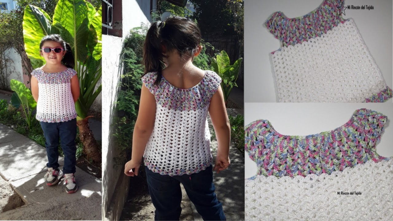 Como tejer BLUSA NIÑA PRIMAVERA crochet paso a paso - How to crochet GIRL BLOUSE SPRING step by step