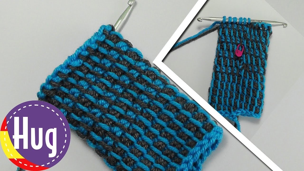 Crochet tunecino en círculo con cambio de colores - Veronika Hug